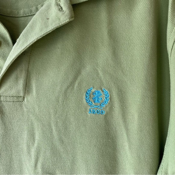 IZOD Green Polo Shirt Men’s Large | 100% Cotton Silk Wash Soft Knit Preppy Work - Picture 2 of 9